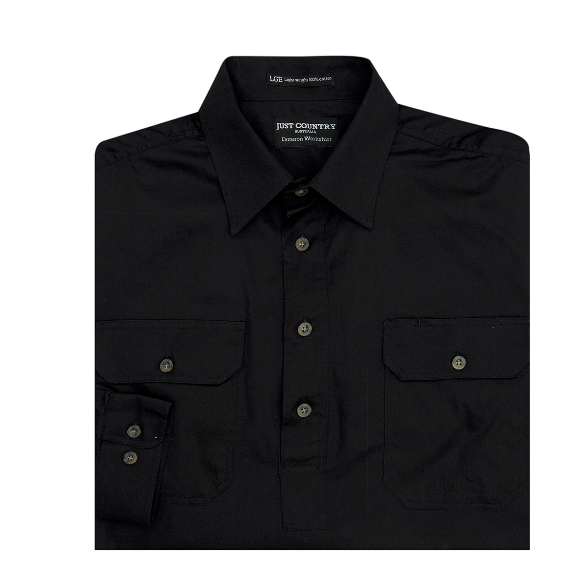 JUST COUNTRY Mens Cameron 1/2 Button Long Sleeve Workshirt