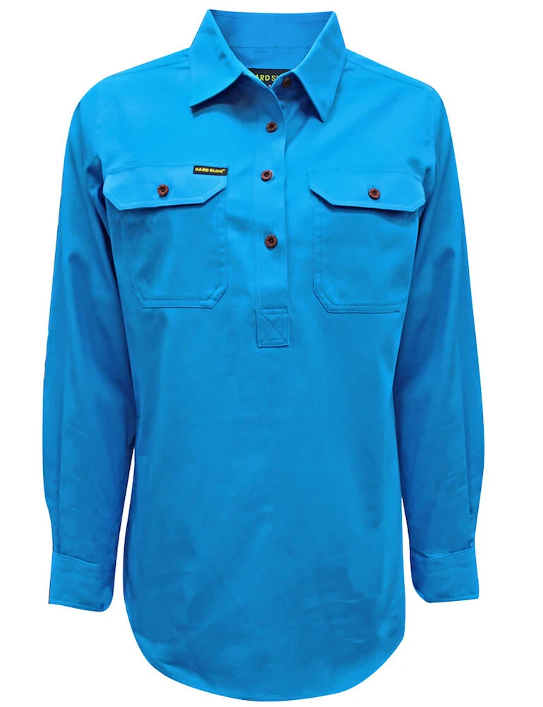 HARD SLOG Womens Half Placket Light Cotton Shirt