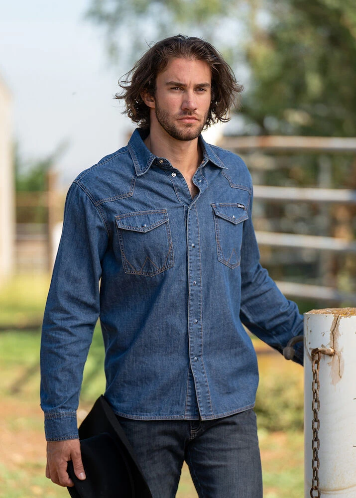 WRANGLER Mens Jay Denim Long Sleeve Shirt