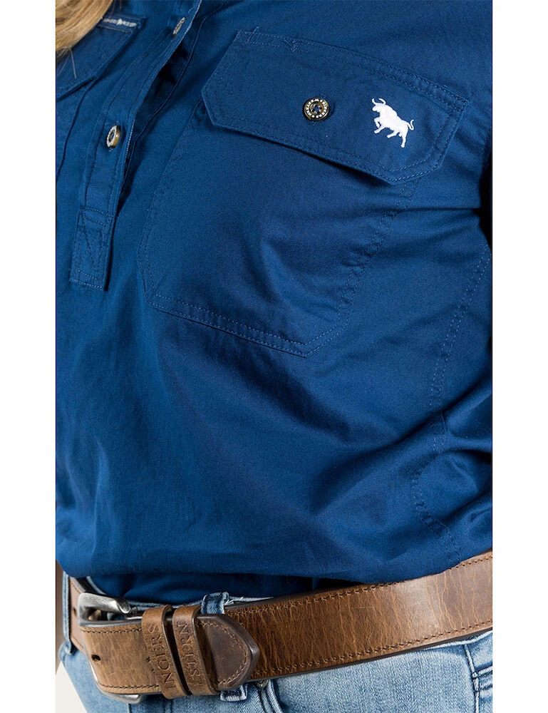 RINGERS WESTERN Jules Womens Half Button Short Sleeve Work Shirt