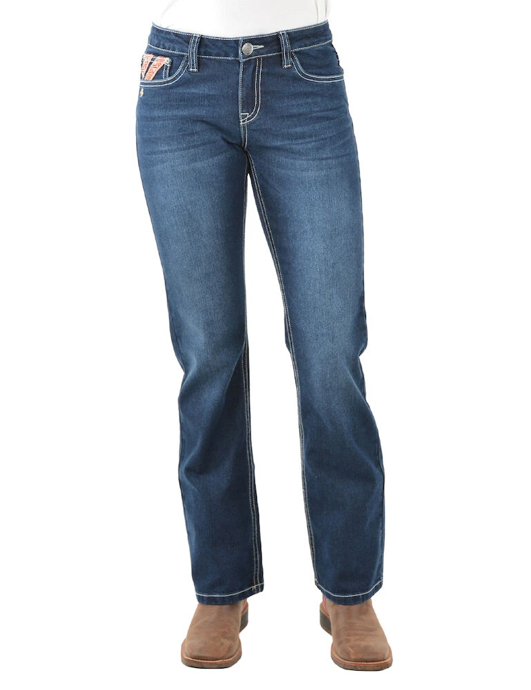PURE WESTERN Womens Aztec Boot Cut Jeans - 34 Leg