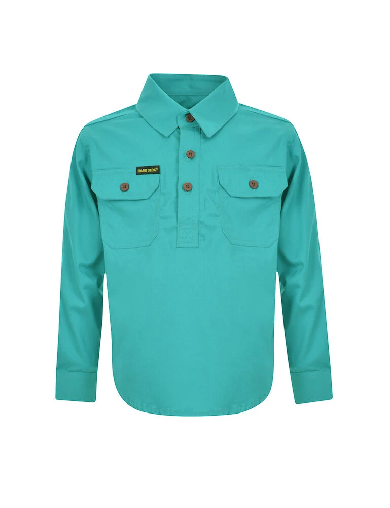 HARD SLOG Kids Print Half Placket L/S Shirt