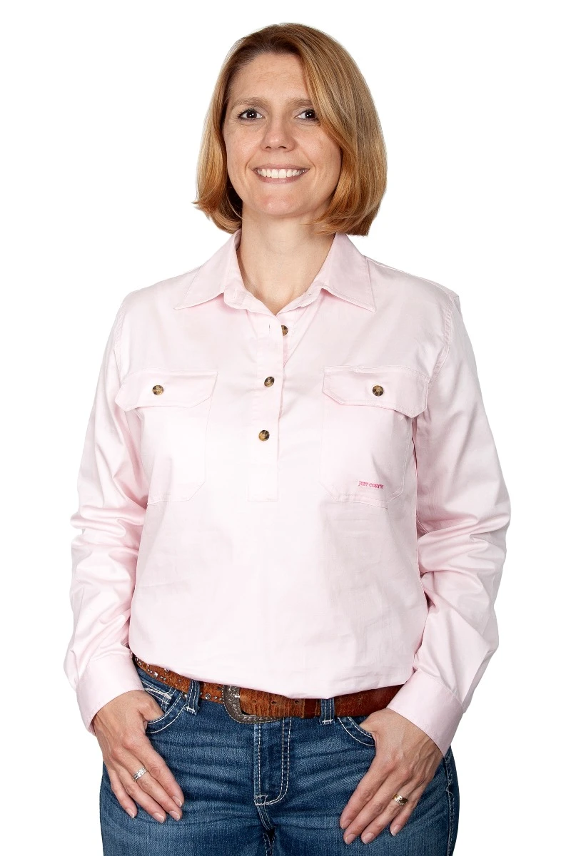 JUST COUNTRY Womens Jahna 1/2 Button Long Sleeve Workshirt