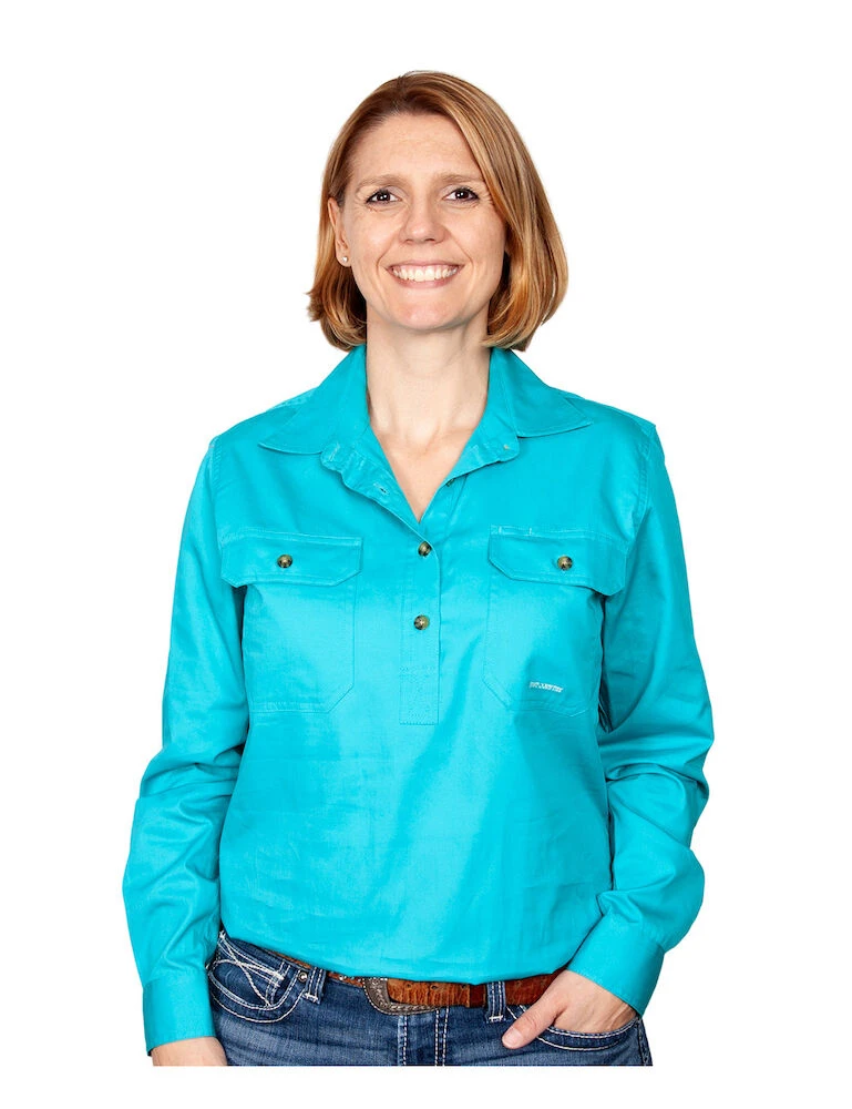 JUST COUNTRY Womens Jahna 1/2 Button Long Sleeve Workshirt