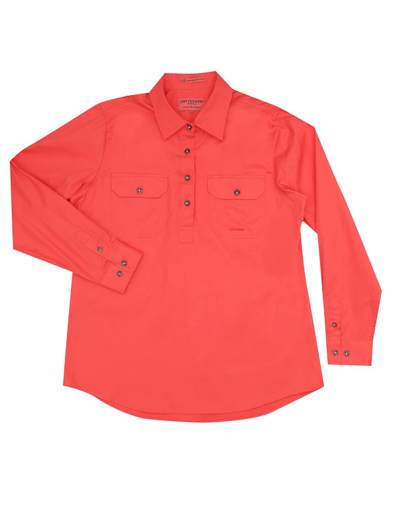 JUST COUNTRY Womens Jahna 1/2 Button Long Sleeve Workshirt