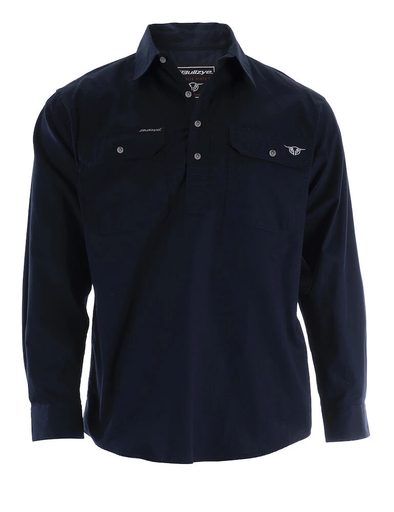 BULLZYE Mens Lightweight Half Placket Work Shirt