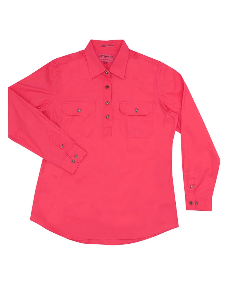JUST COUNTRY Womens Jahna 1/2 Button Long Sleeve Workshirt