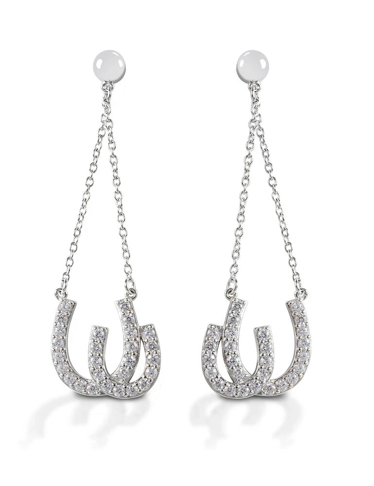 KELLY HERD Sterling Silver Double Horseshoe Drop Earrings