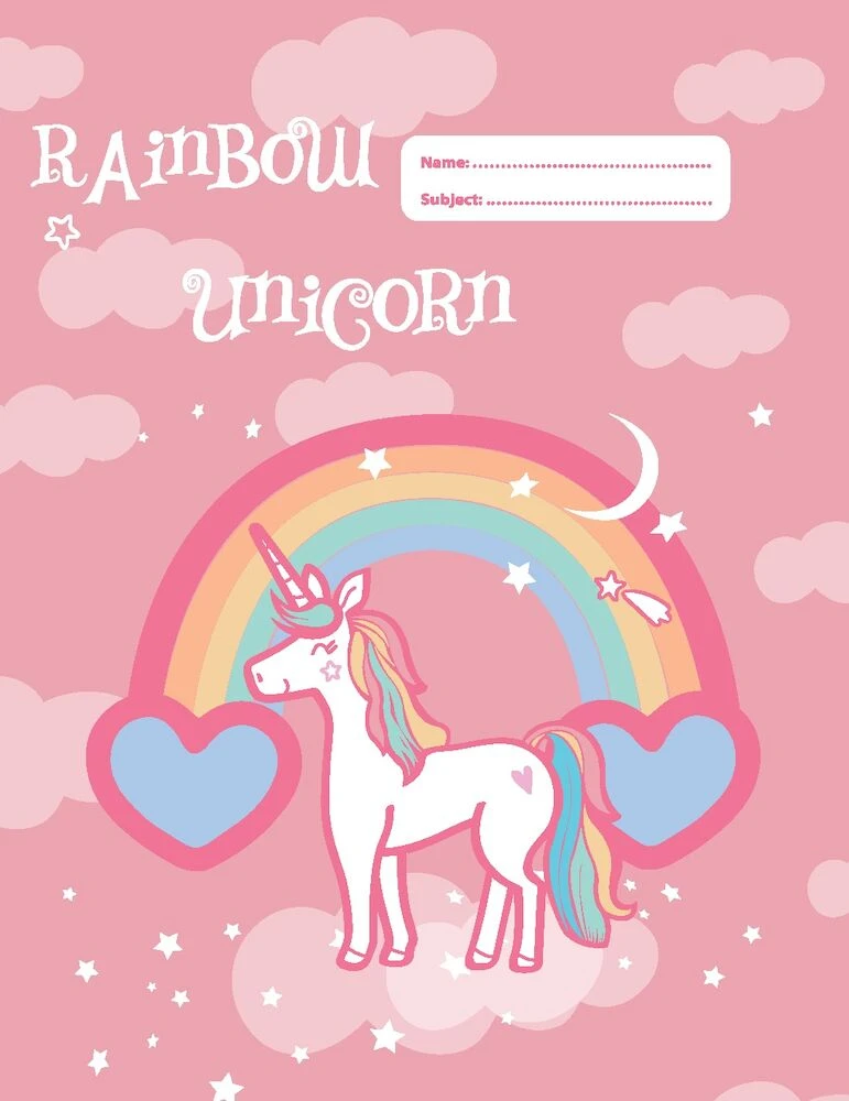 SPENCIL Rainbow Unicorn 9X7 Exercise Book Cover 1