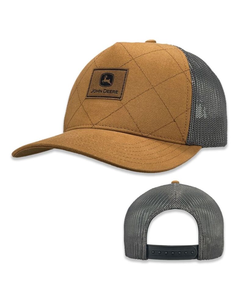 JOHN DEERE Quilted Canvas Cap With Leather Patch
