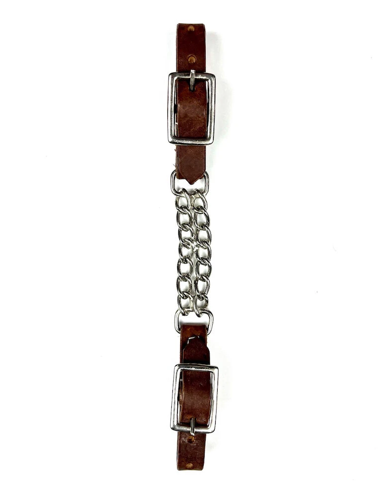 EZYRIDE Ezy Ride Double Chain Tan Harness Leather Ends Curb Strap