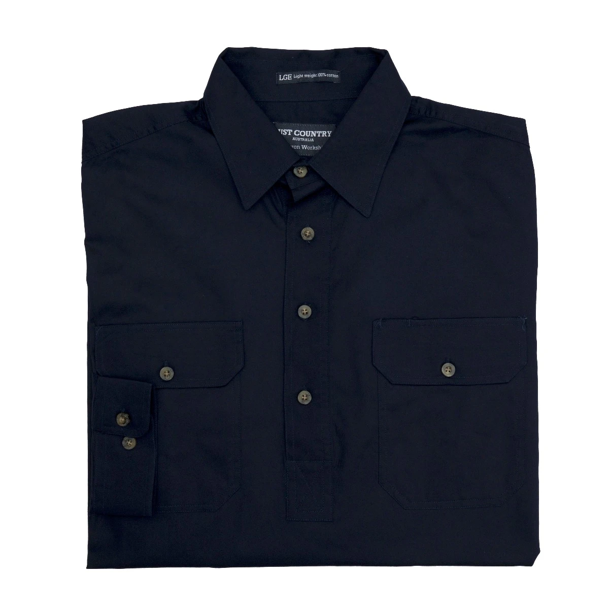 JUST COUNTRY Mens Cameron 1/2 Button Long Sleeve Workshirt