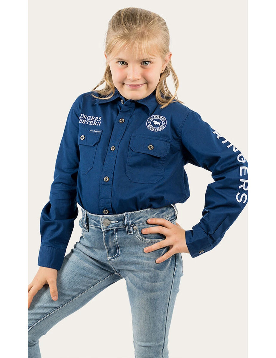 RINGERS WESTERN Jackaroo Kids L/S Full Button Embroidered Workshirt