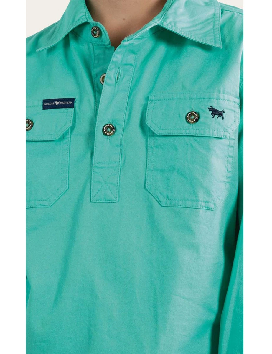 RINGERS WESTERN Ord River Half Button Kids Long Sleeve Work Shirt