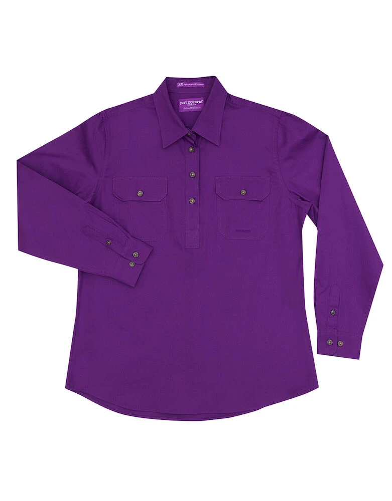 JUST COUNTRY Womens Jahna 1/2 Button Long Sleeve Workshirt