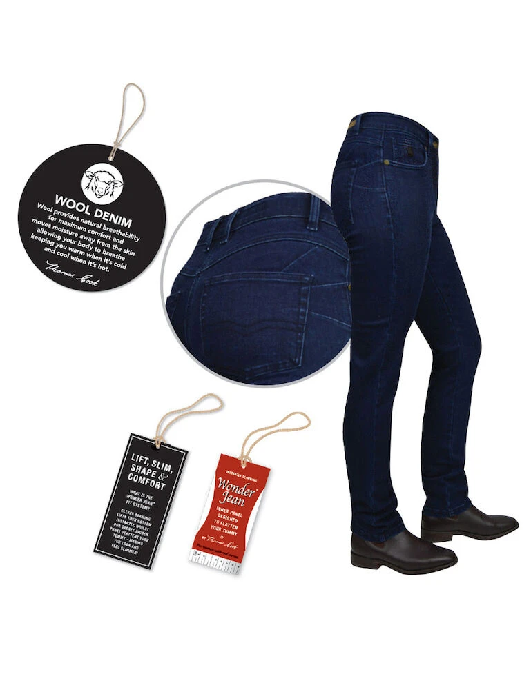 THOMAS COOK Womens Wool Denim Slim Leg Wjean