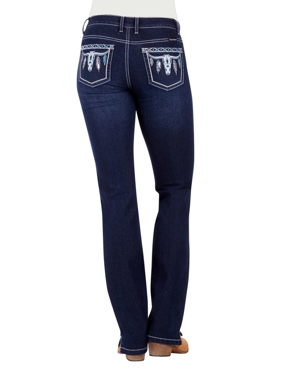 PURE WESTERN Womens Raina Straight Leg Jean - 34 Leg