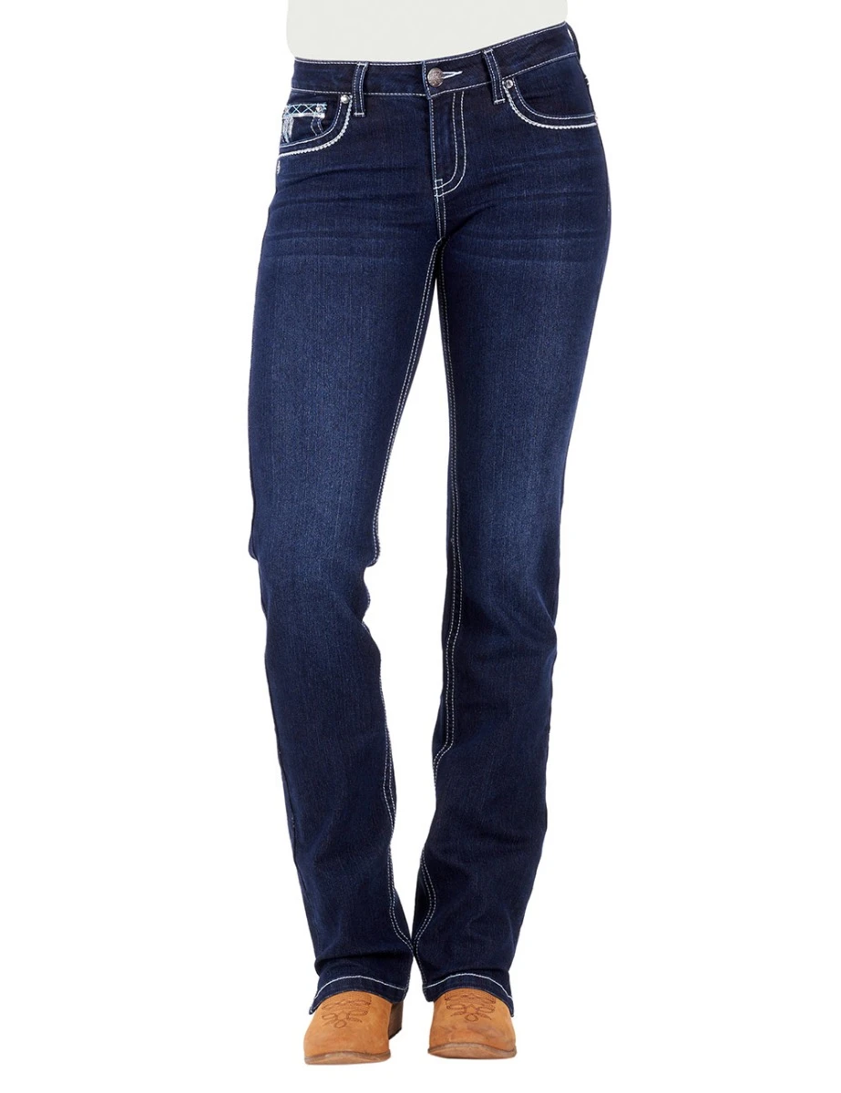 PURE WESTERN Womens Raina Straight Leg Jean - 34 Leg
