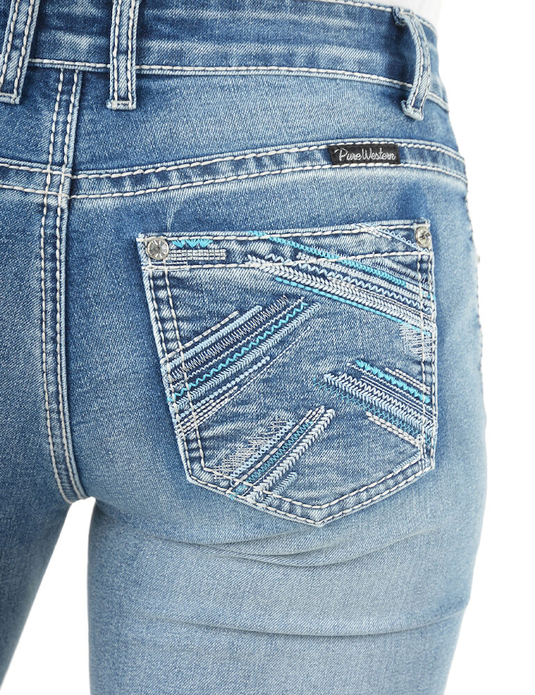 PURE WESTERN Womens Criss Cross Relax Rider Jeans - 36 Leg