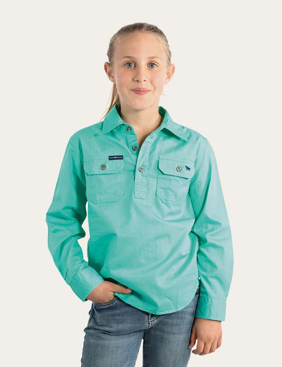 RINGERS WESTERN Ord River Half Button Kids Long Sleeve Work Shirt