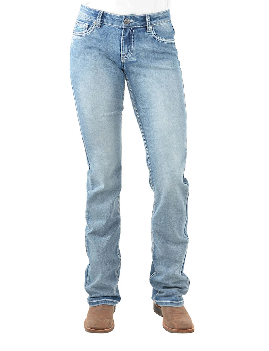 PURE WESTERN Womens Criss Cross Relax Rider Jeans - 36 Leg