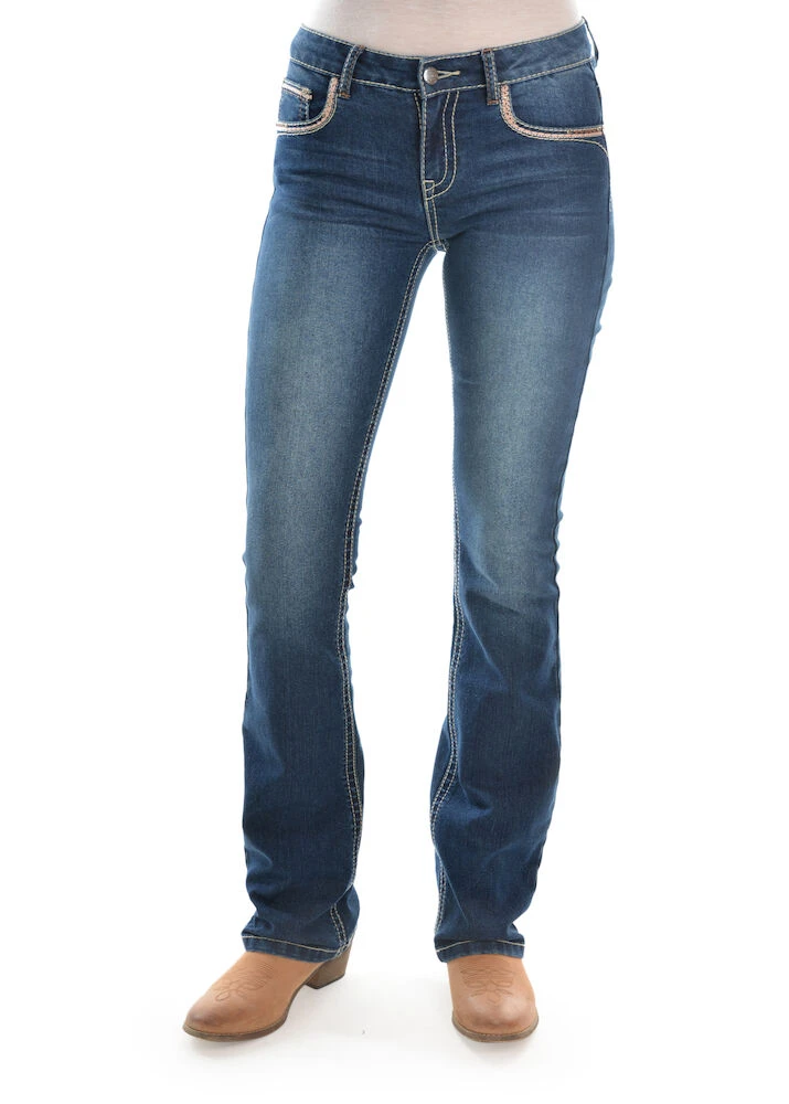 PURE WESTERN Womens Emma Boot Cut Jeans 32 Leg