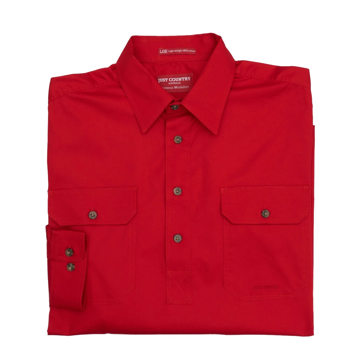 JUST COUNTRY Mens Cameron 1/2 Button Long Sleeve Workshirt