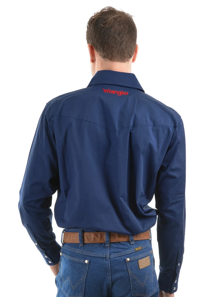 WRANGLER Mens Logo Rodeo Long Sleeve Drill Shirt