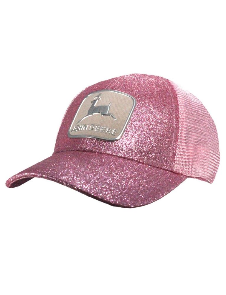 JOHN DEERE Vintage Logo Patch Glitter Mesh Trucker Cap