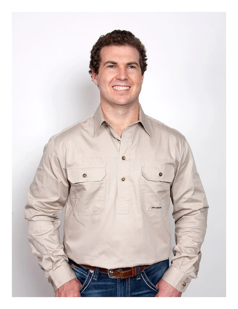 JUST COUNTRY Mens Cameron 1/2 Button Long Sleeve Workshirt