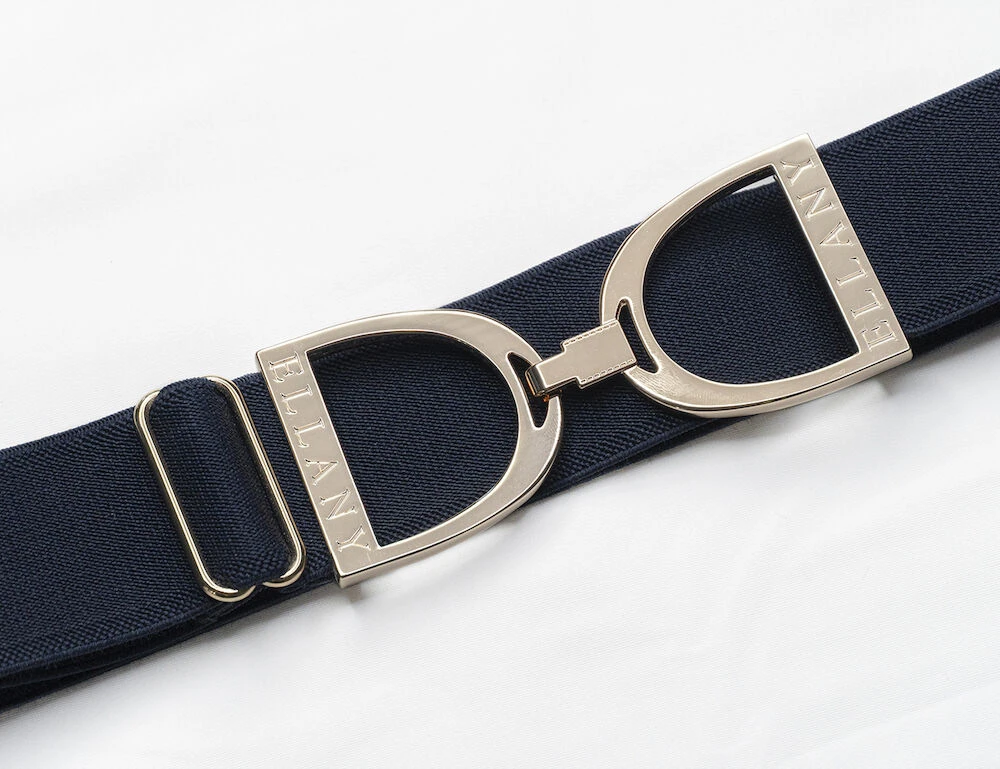 ELLANY Navy 1.5" Gold Stirrup Elastic Belt