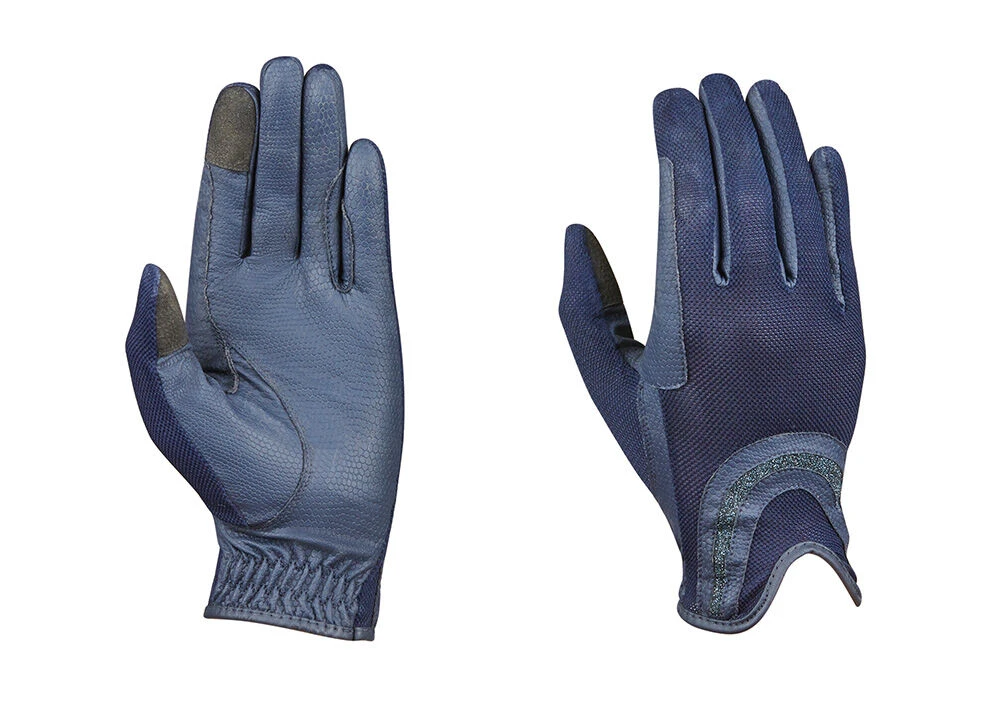 DUBLIN Pull On Glitter Mesh Back Riding Gloves