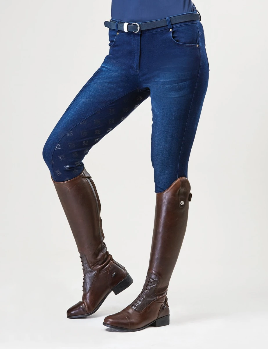 DUBLIN Shona Full Grip Silicone Print Denim Breeches