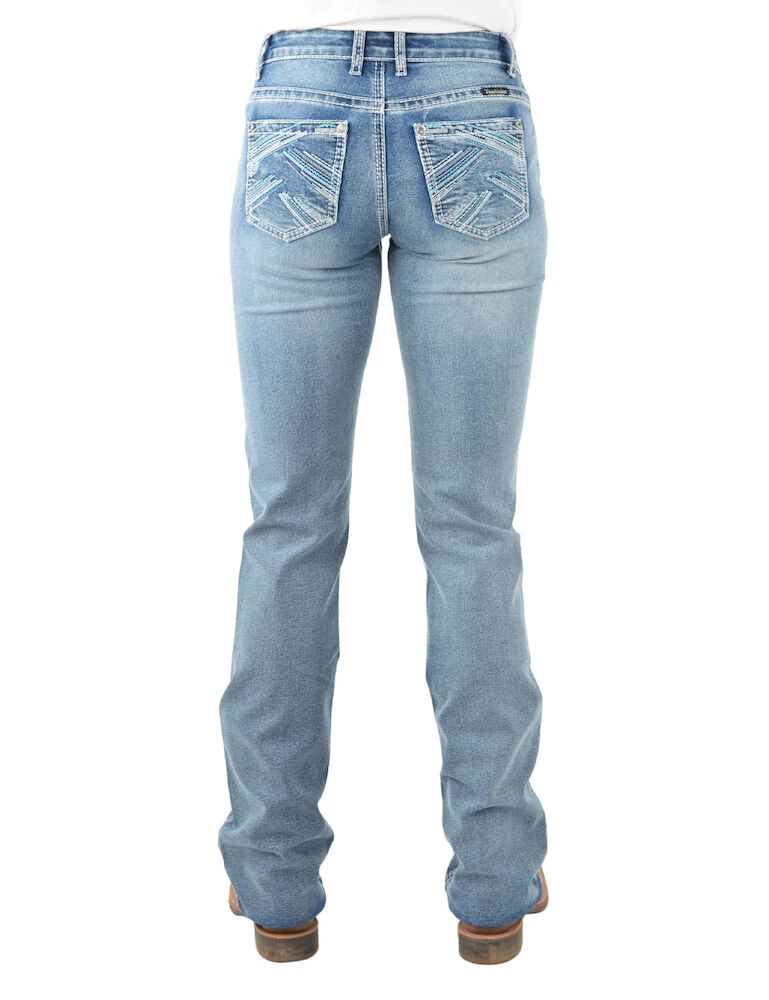 PURE WESTERN Womens Criss Cross Relax Rider Jeans - 36 Leg