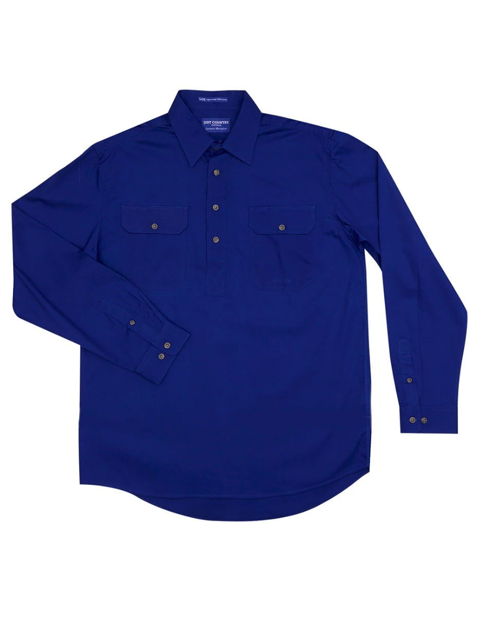 JUST COUNTRY Mens Cameron 1/2 Button Long Sleeve Workshirt