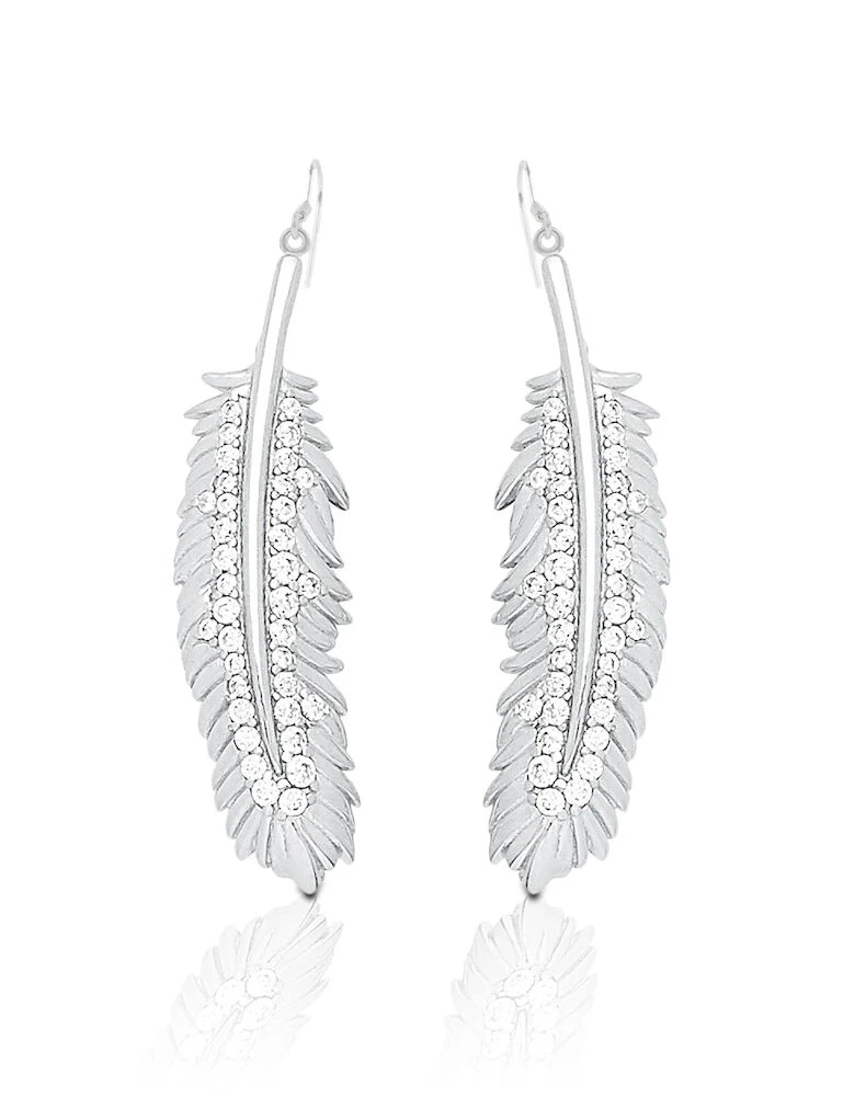 KELLY HERD Sterling Silver Shimmering Feather Earrings