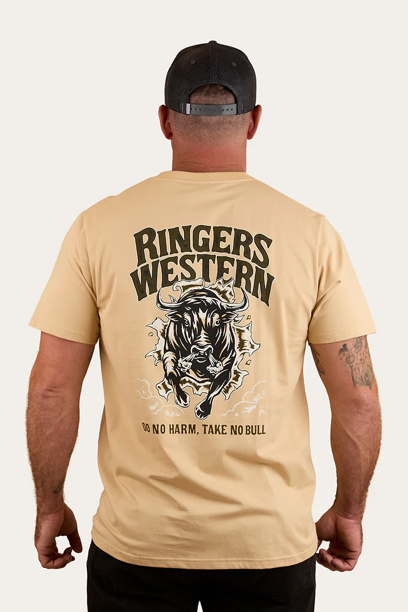 Do No Harm Take No Bull Mens Loose Fit T Shirt - Dark Sand