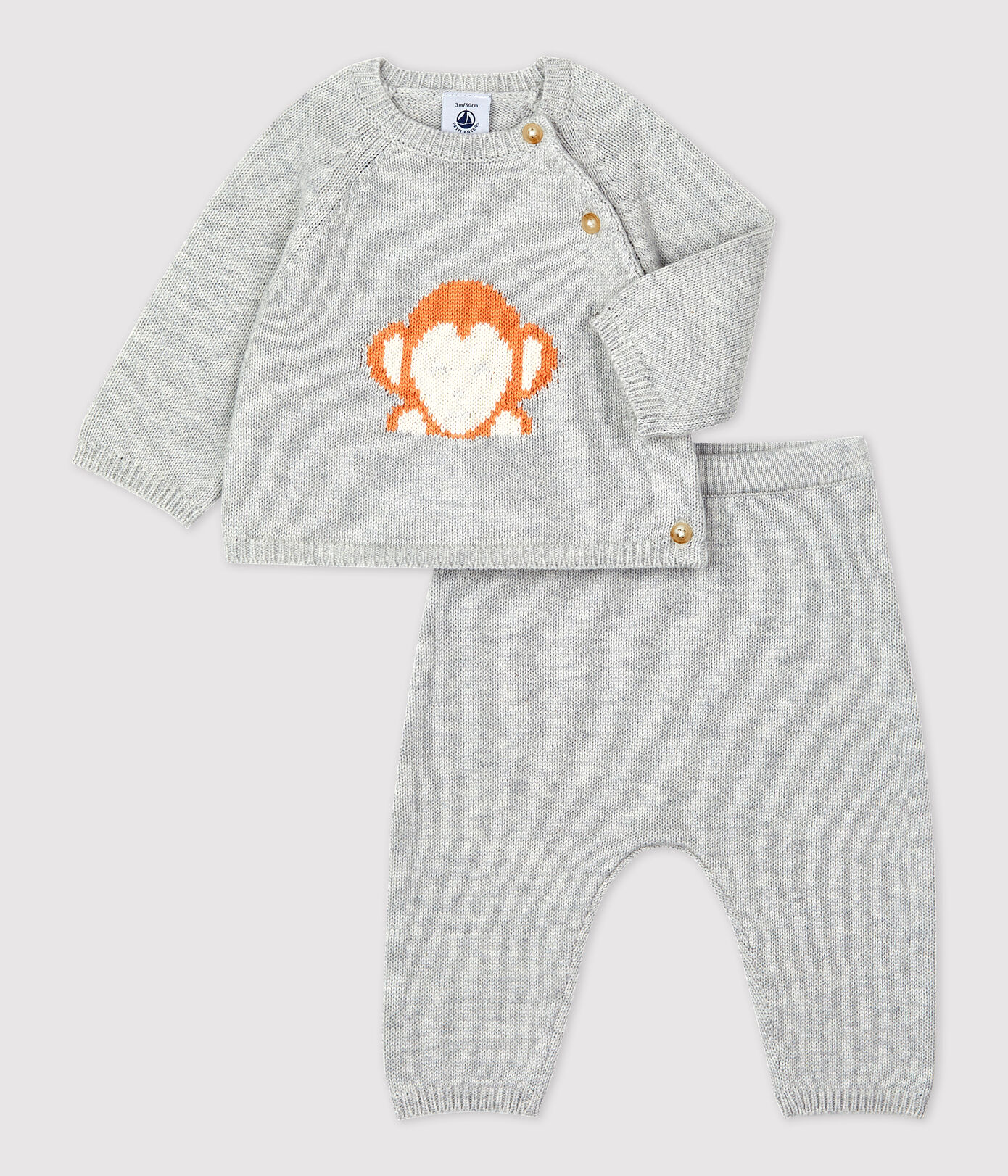Ensemble 2 pièces jacquard en tricot bio bébé