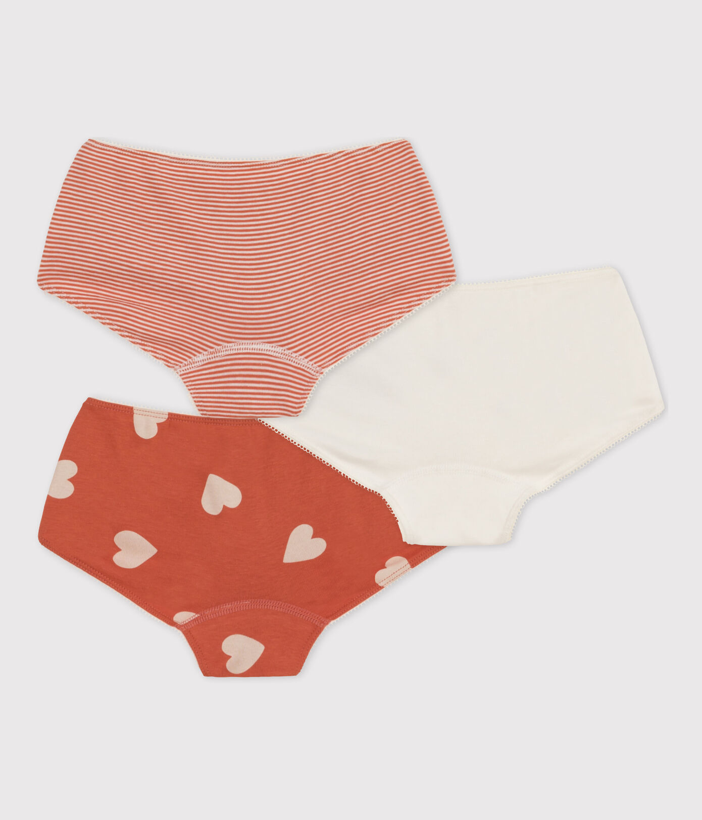 Lot de 3 shorties coeur petite fille en coton