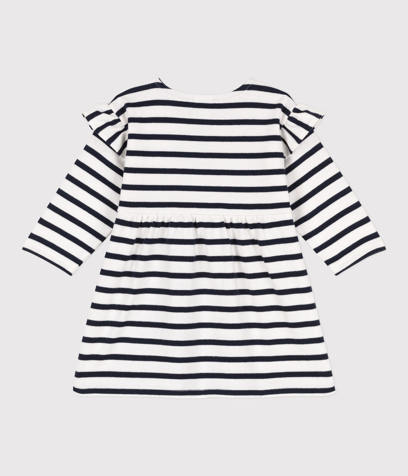 Robe manches longues bébé rayée marinière en jersey épais