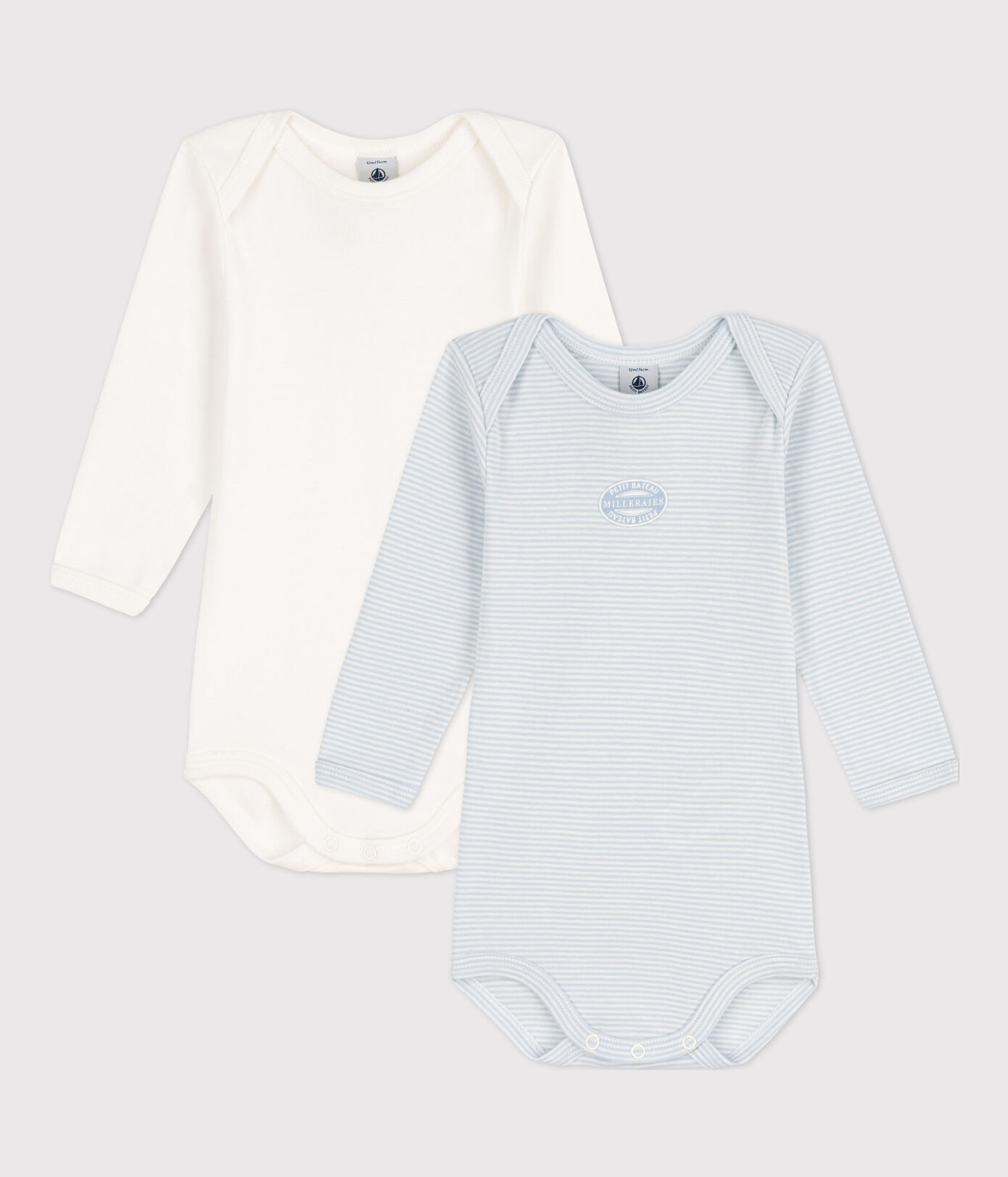 Lot de 2 bodies manches longues milleraies bébé en coton