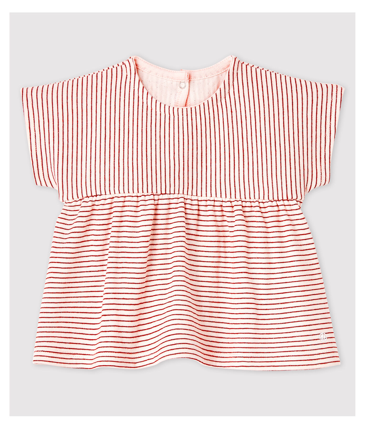 Blouse manches courtes en tubique rayée bébé fille