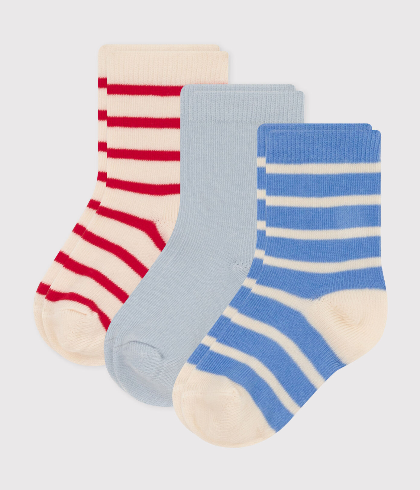 Lot de 3 paires de chaussettes rayures en jersey de coton bébé