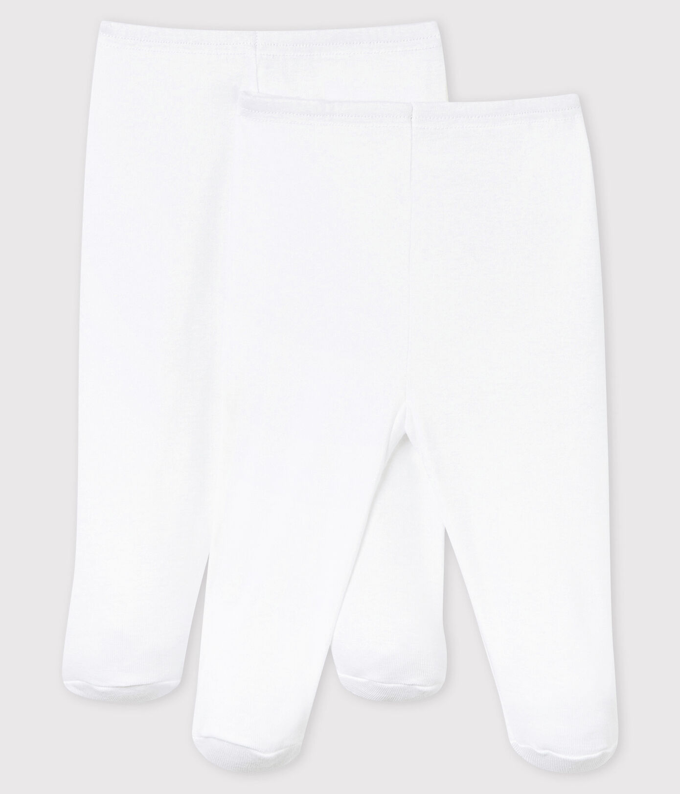 Lot de 2 pantalons blancs à pieds bébé en coton biologique