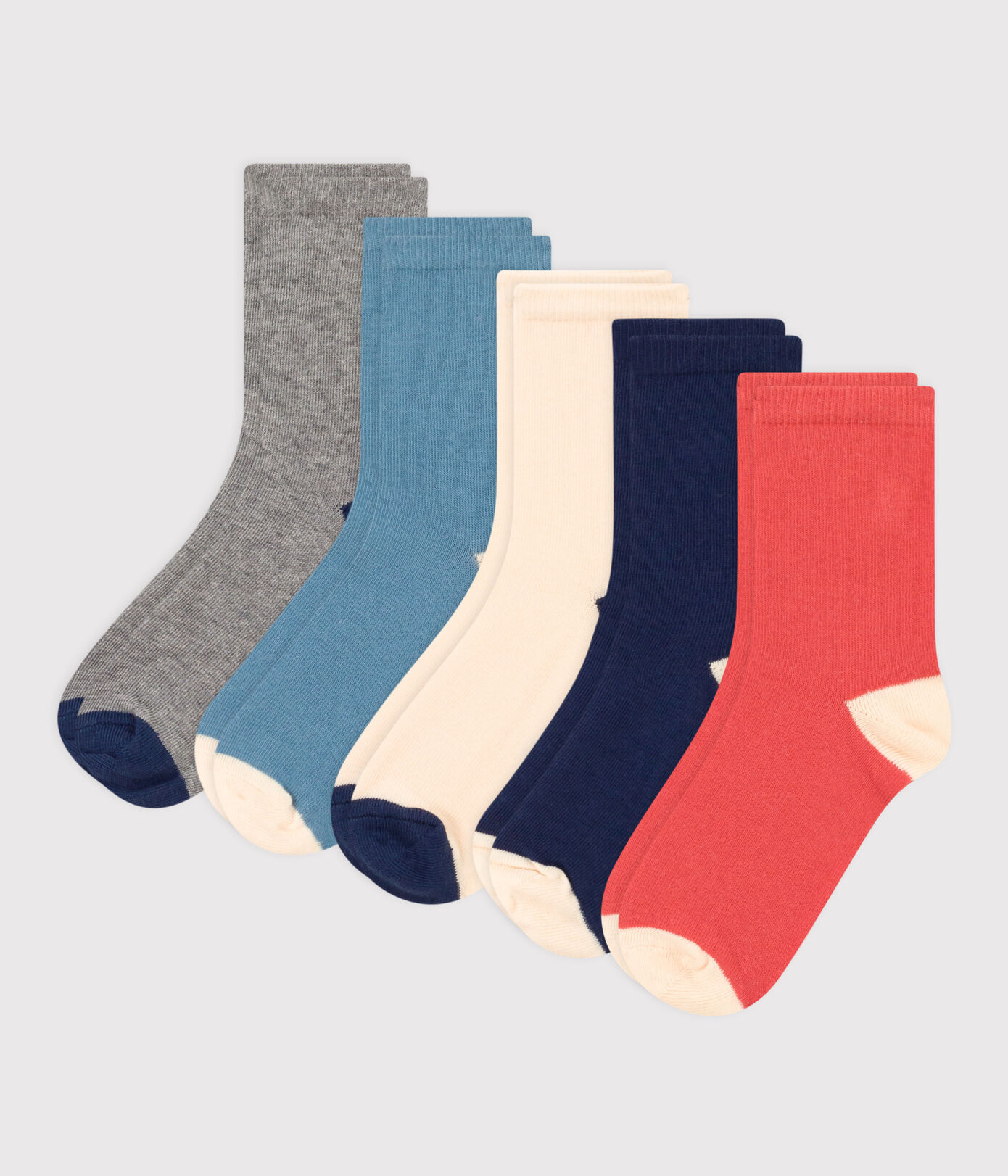 Lot de 5 paires de chaussettes unies enfant garon-fille