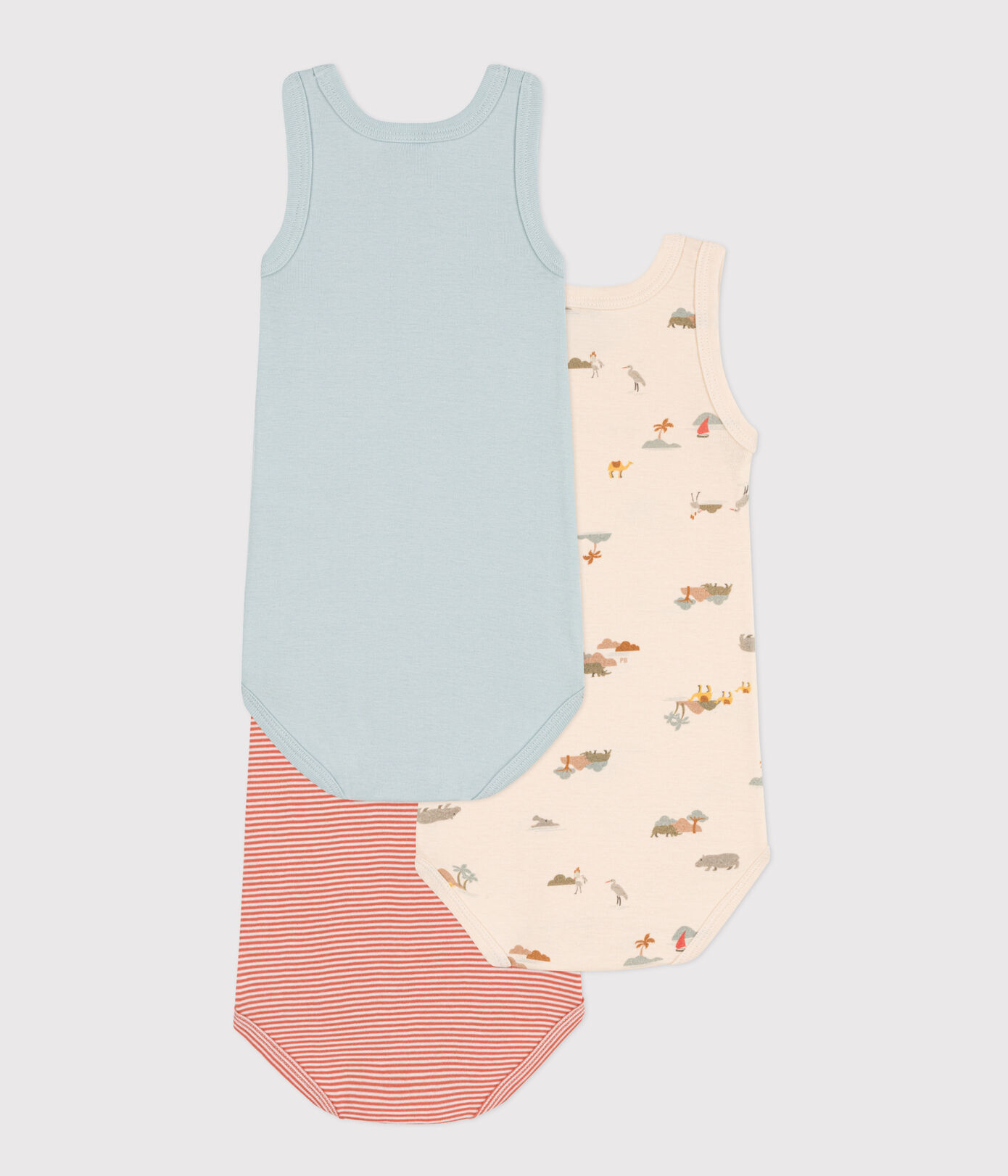 Lot de 3 bodies debardeurs animaux en coton