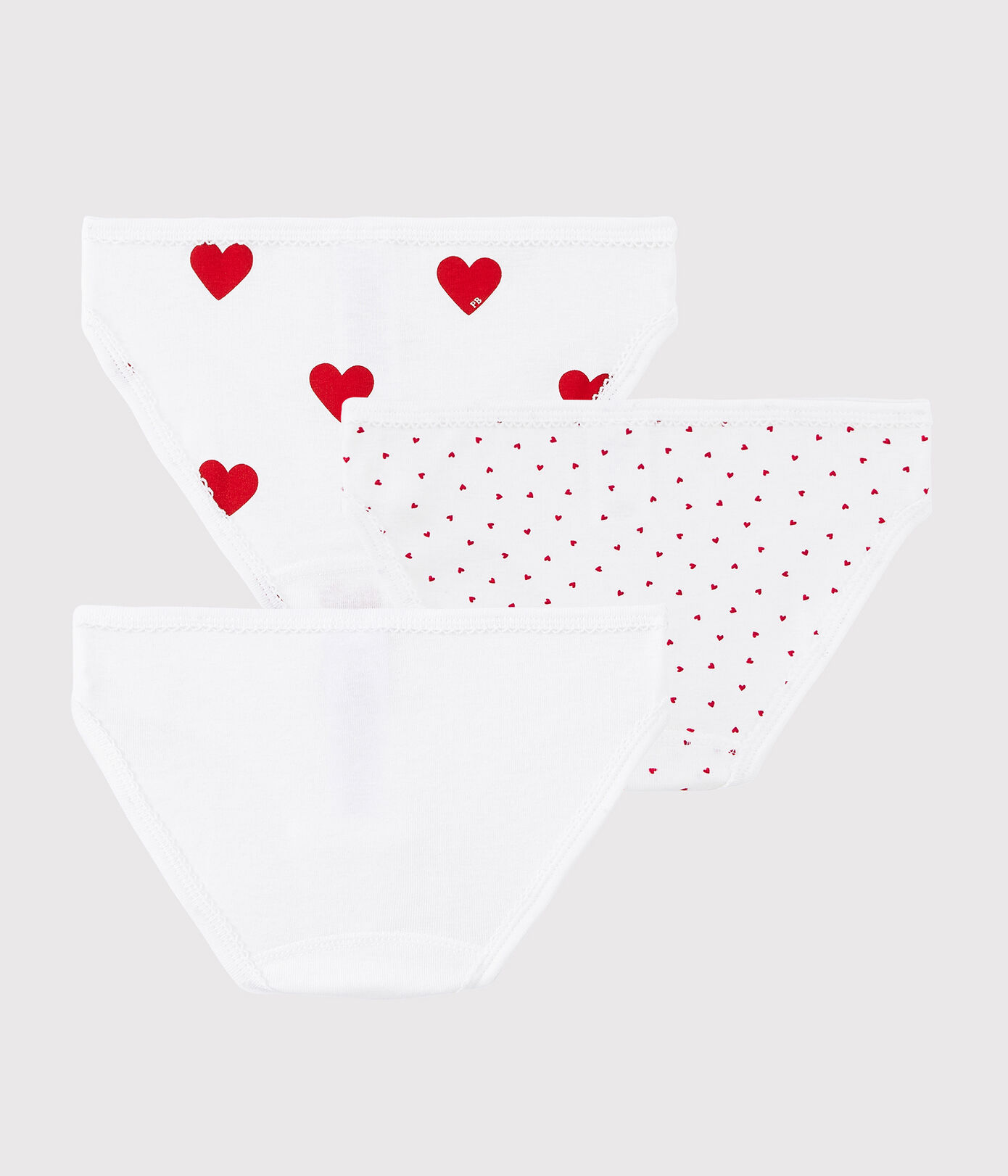 Lot de 3 culottes coeur petite fille en coton