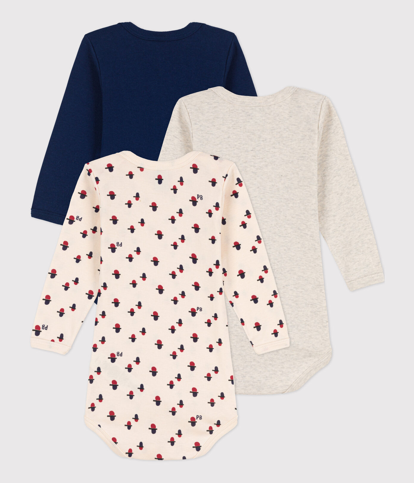 Lot de 3 bodies manches longues bébé en coton