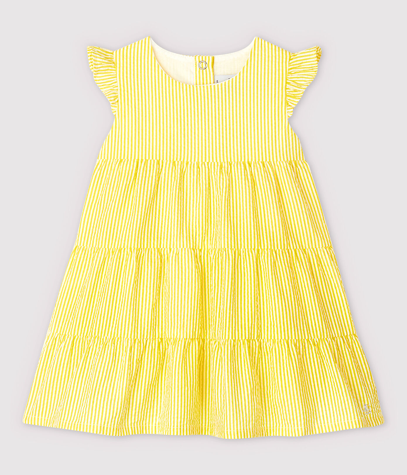 Robe manches courtes en seersucker rayé bébé fille