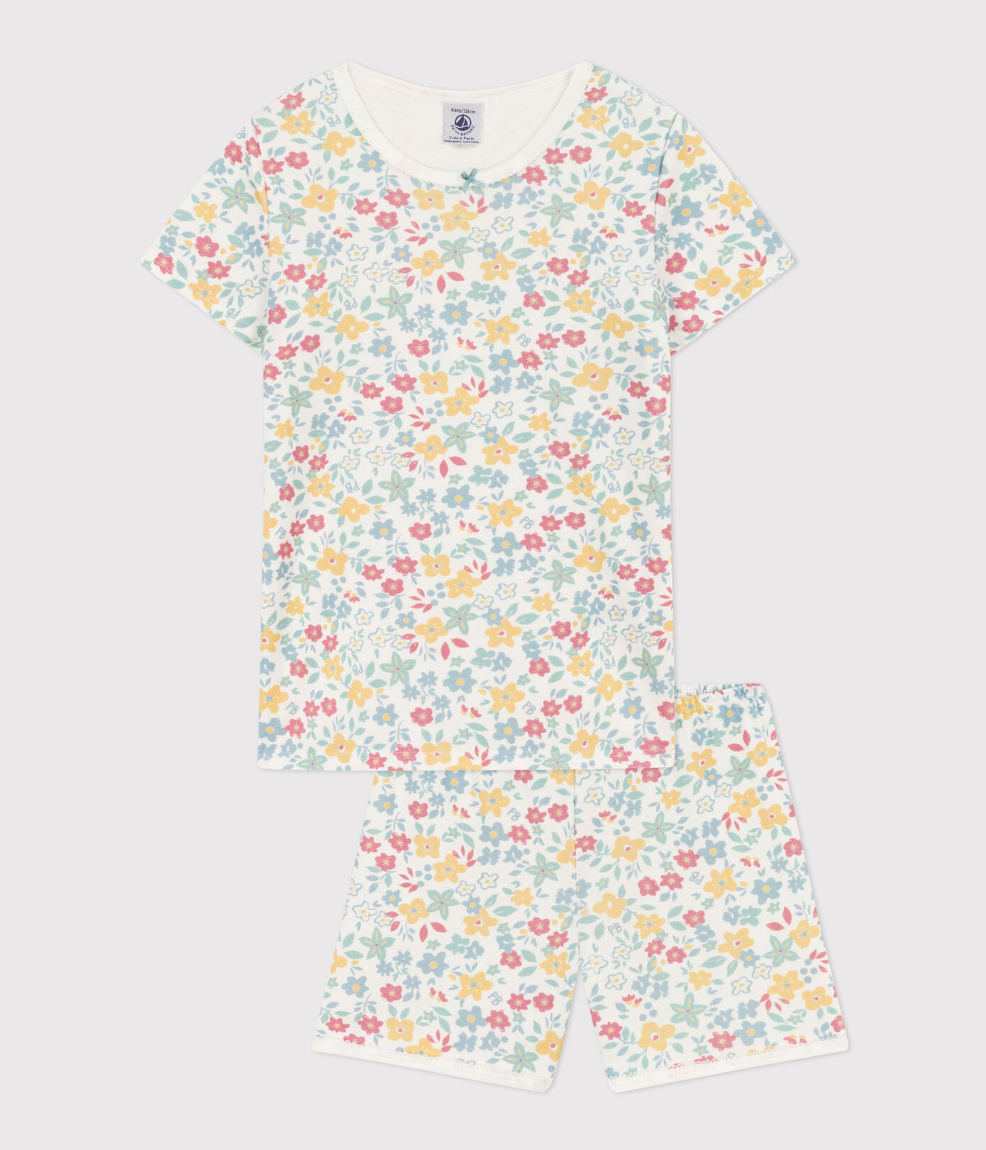 Pyjacourt fleurs en coton petite fille